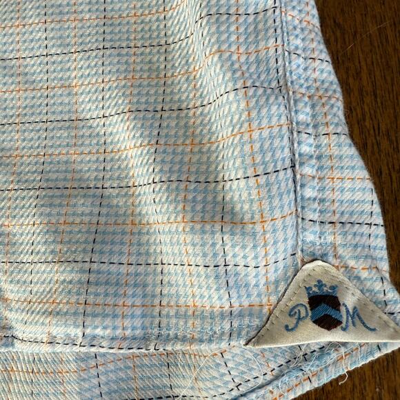 Peter Millar Mens Button Down Shirt Powder Blue Plaid Cotton Sz XL Easter Spring - Picture 6 of 11